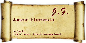 Janzer Florencia névjegykártya